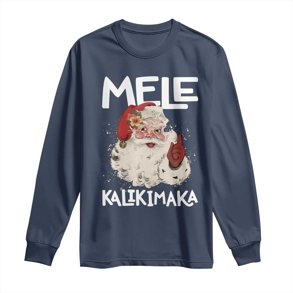 Mele Kalikimaka Long Sleeve Shirt Hawaii Christmas Party Santa - Wonder Print Shop