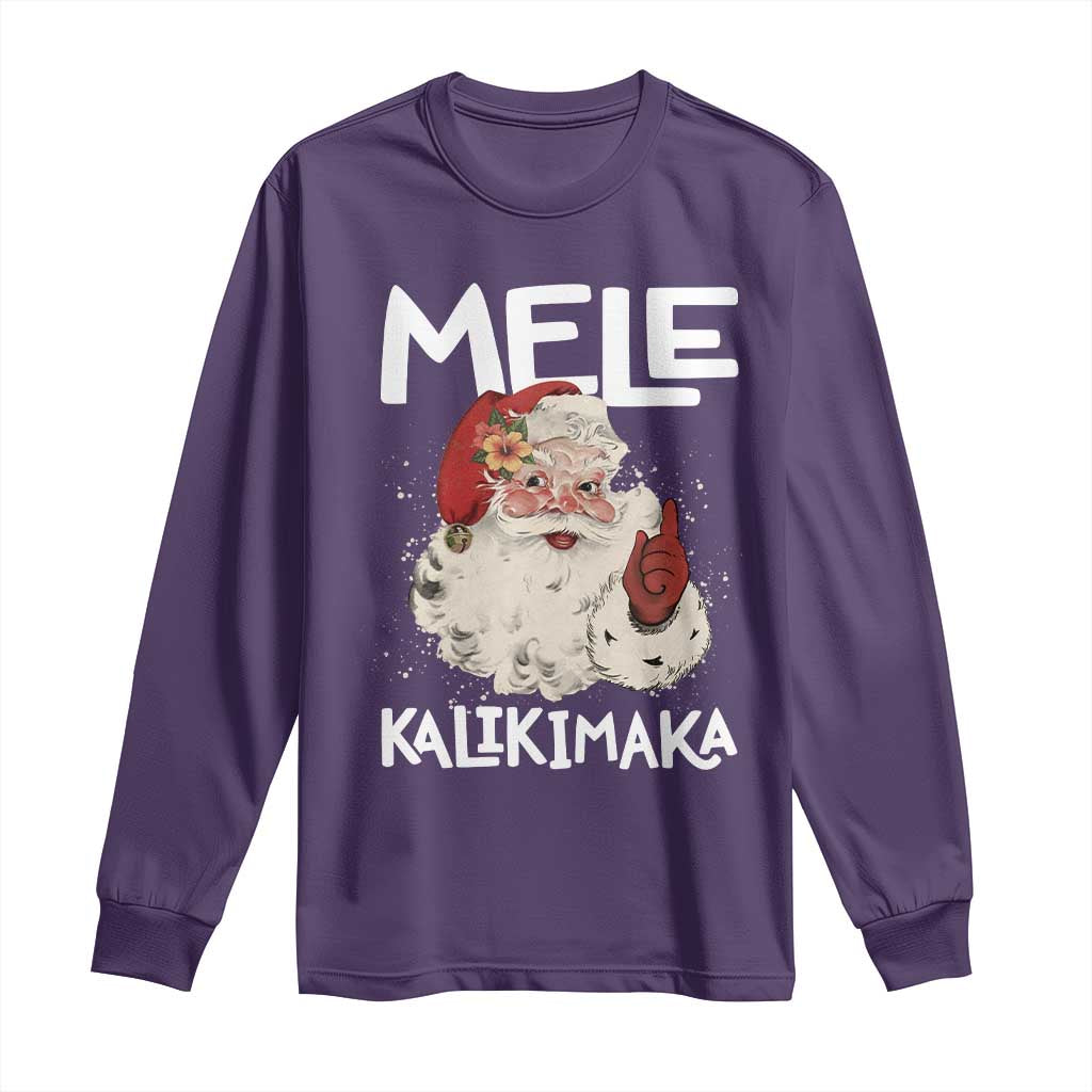 Mele Kalikimaka Long Sleeve Shirt Hawaii Christmas Party Santa - Wonder Print Shop
