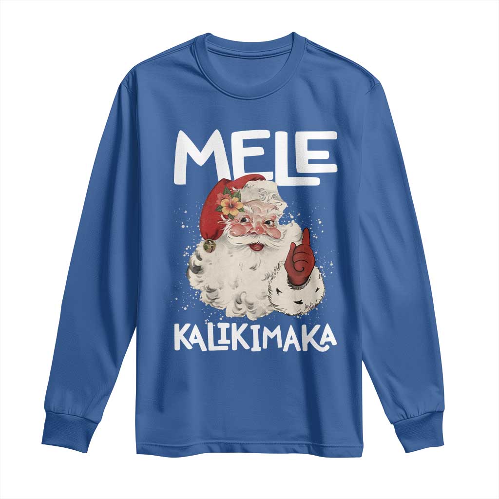 Mele Kalikimaka Long Sleeve Shirt Hawaii Christmas Party Santa - Wonder Print Shop