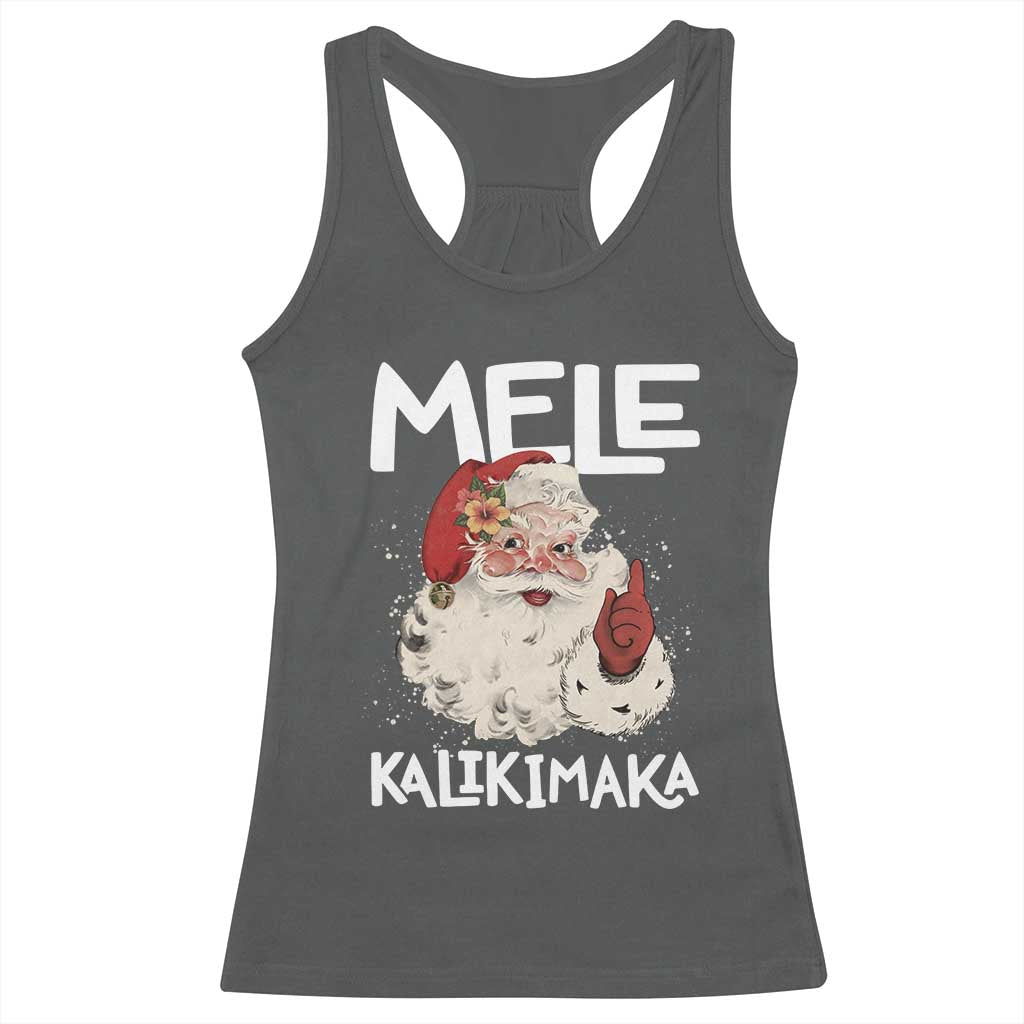 Mele Kalikimaka Racerback Tank Top Hawaii Christmas Party Santa - Wonder Print Shop
