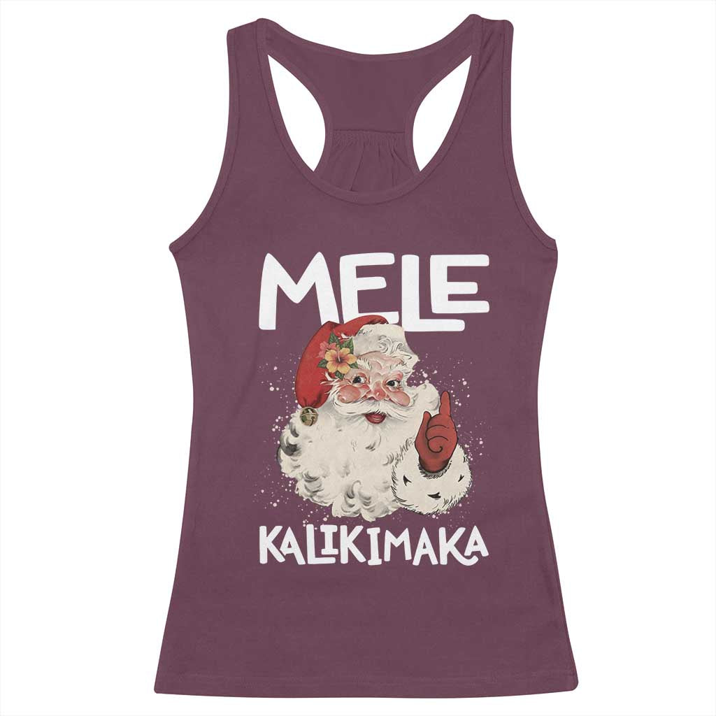 Mele Kalikimaka Racerback Tank Top Hawaii Christmas Party Santa - Wonder Print Shop