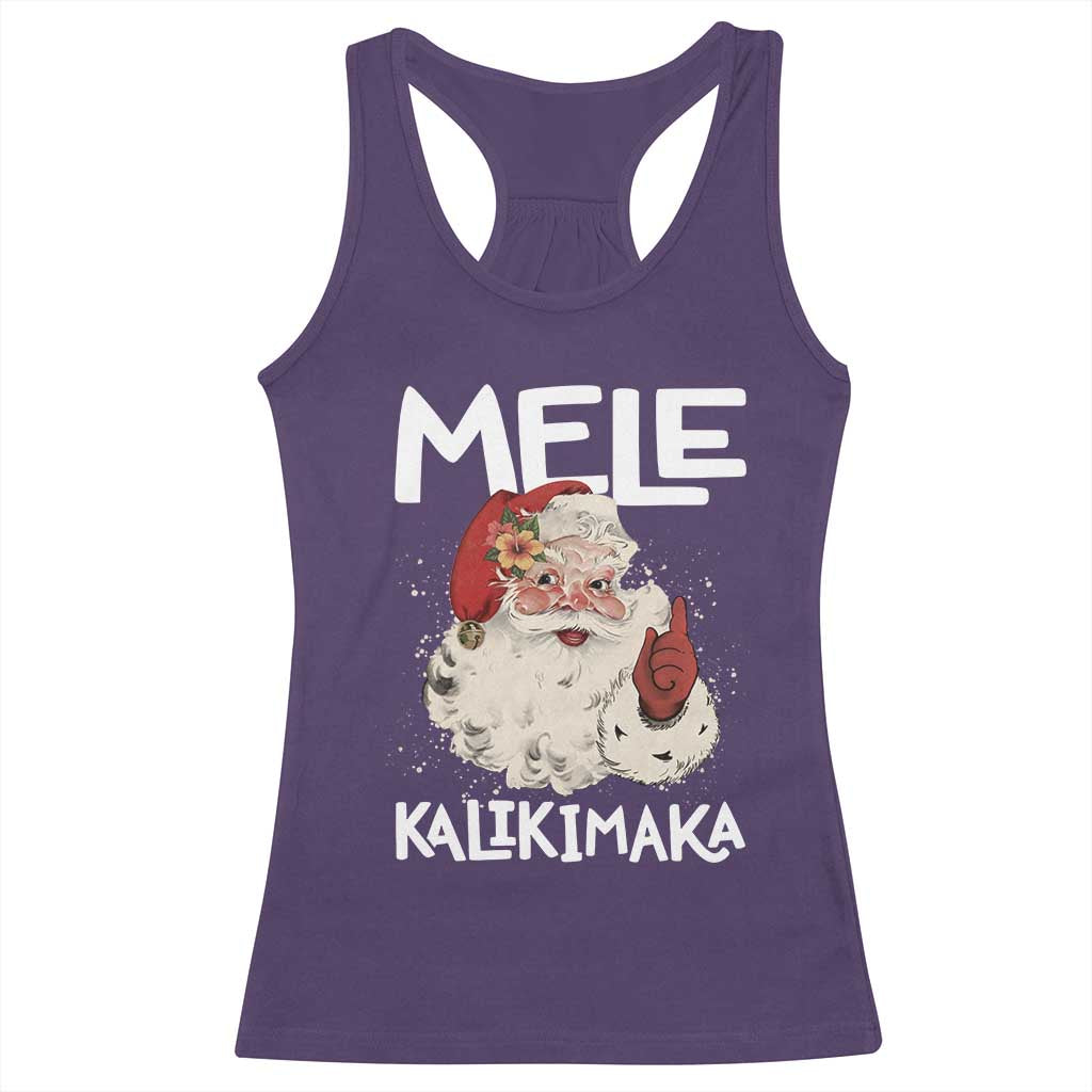 Mele Kalikimaka Racerback Tank Top Hawaii Christmas Party Santa - Wonder Print Shop