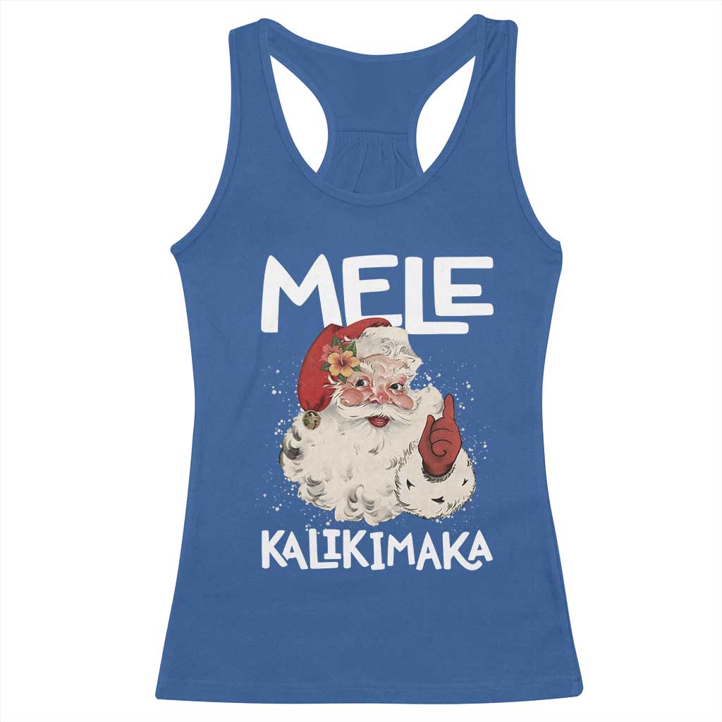 Mele Kalikimaka Racerback Tank Top Hawaii Christmas Party Santa - Wonder Print Shop