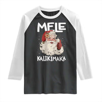 Mele Kalikimaka Raglan Shirt Hawaii Christmas Party Santa - Wonder Print Shop