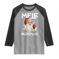 Mele Kalikimaka Raglan Shirt Hawaii Christmas Party Santa - Wonder Print Shop
