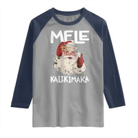 Mele Kalikimaka Raglan Shirt Hawaii Christmas Party Santa - Wonder Print Shop