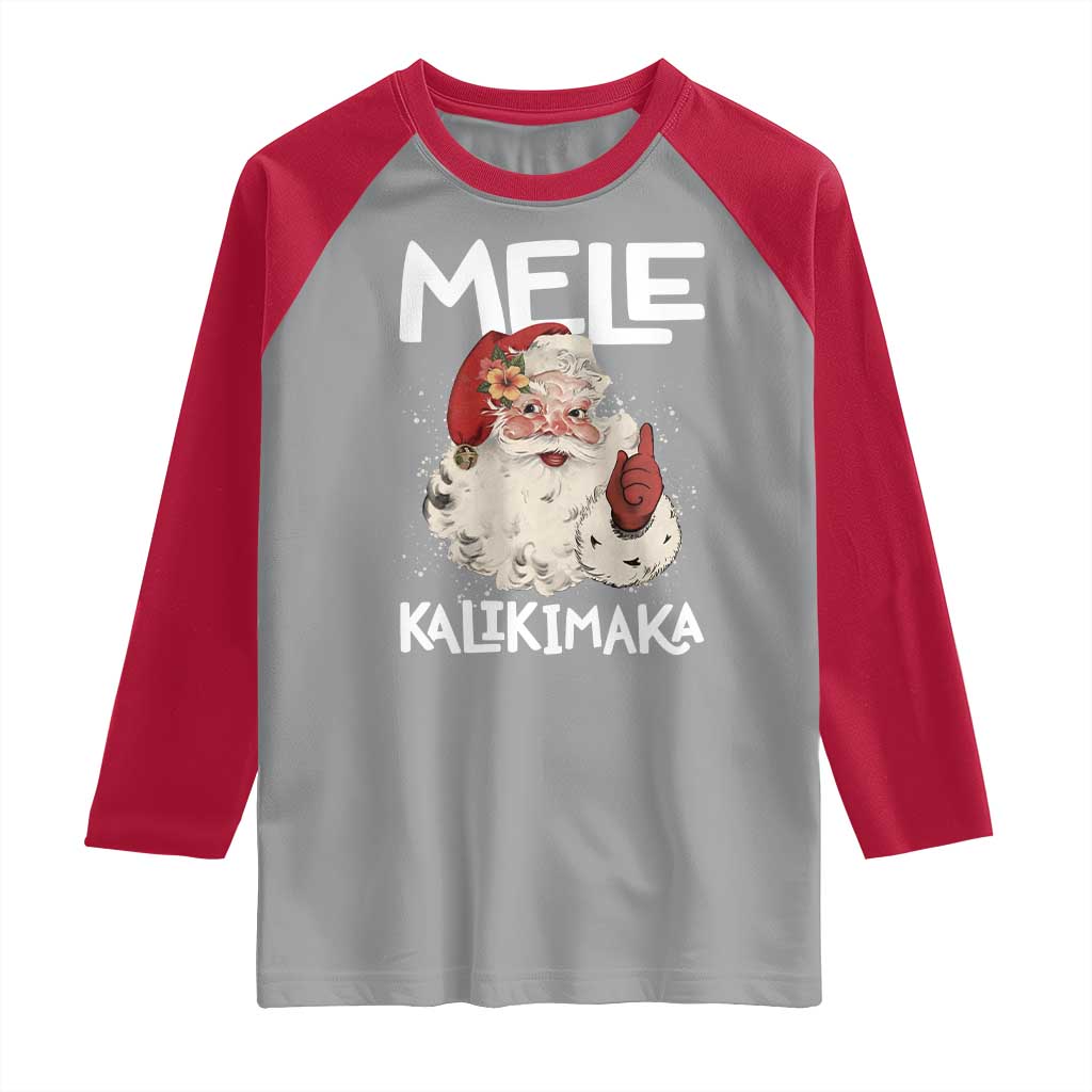 Mele Kalikimaka Raglan Shirt Hawaii Christmas Party Santa - Wonder Print Shop