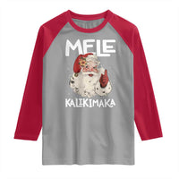 Mele Kalikimaka Raglan Shirt Hawaii Christmas Party Santa - Wonder Print Shop