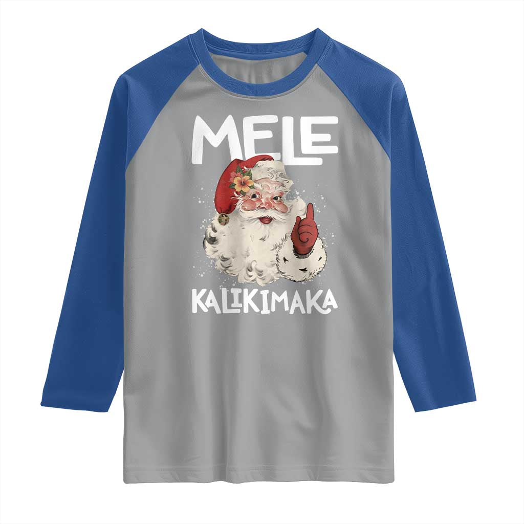 Mele Kalikimaka Raglan Shirt Hawaii Christmas Party Santa - Wonder Print Shop
