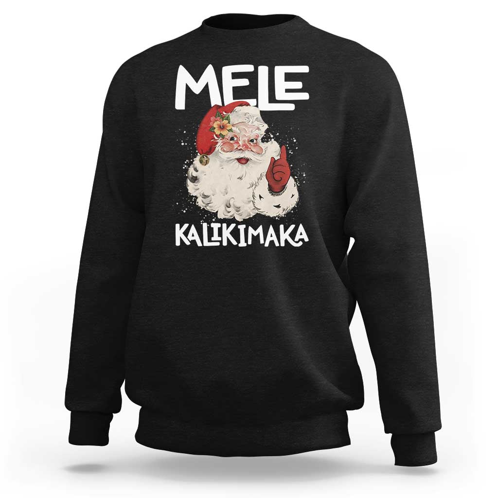 Mele Kalikimaka Sweatshirt Hawaii Christmas Party Santa - Wonder Print Shop