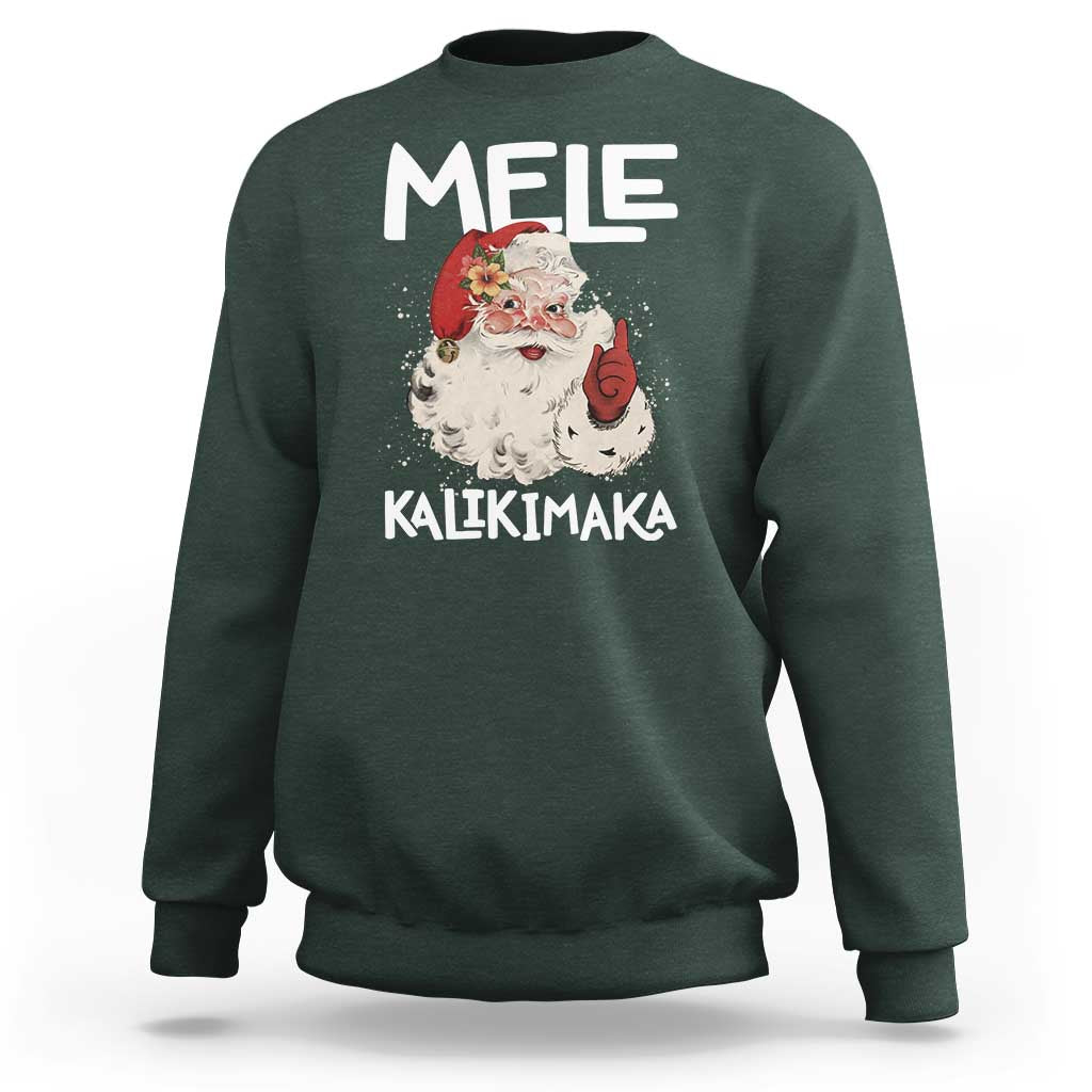 Mele Kalikimaka Sweatshirt Hawaii Christmas Party Santa - Wonder Print Shop