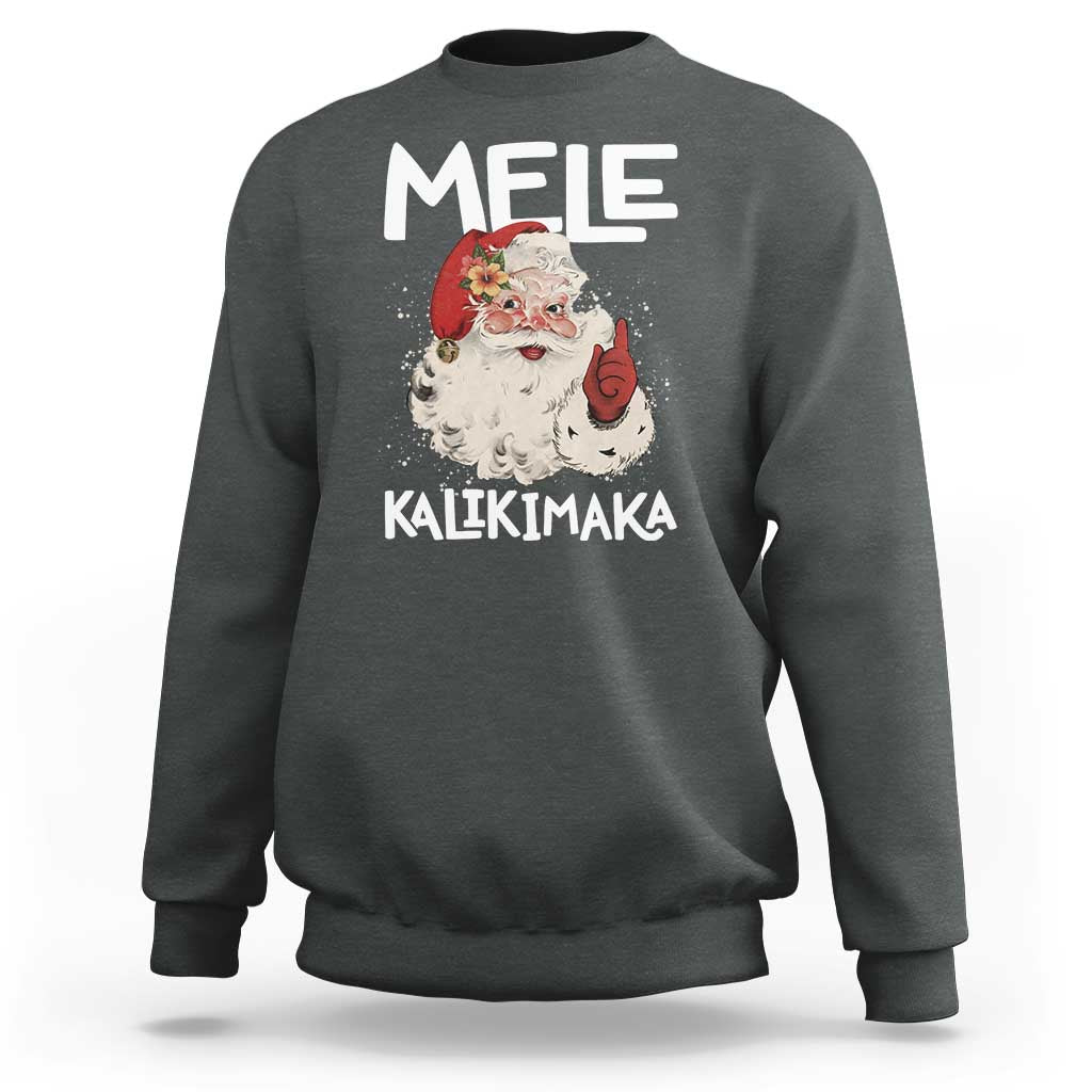 Mele Kalikimaka Sweatshirt Hawaii Christmas Party Santa - Wonder Print Shop