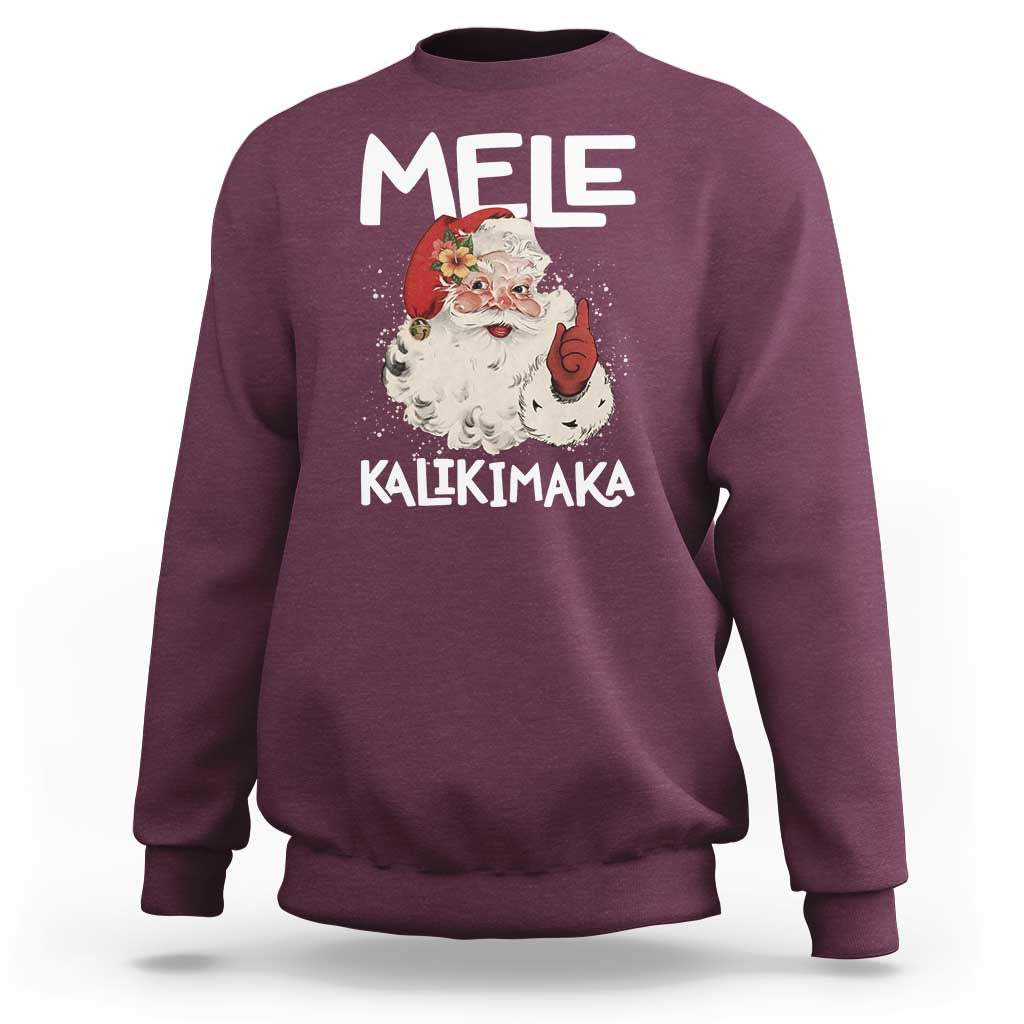 Mele Kalikimaka Sweatshirt Hawaii Christmas Party Santa - Wonder Print Shop