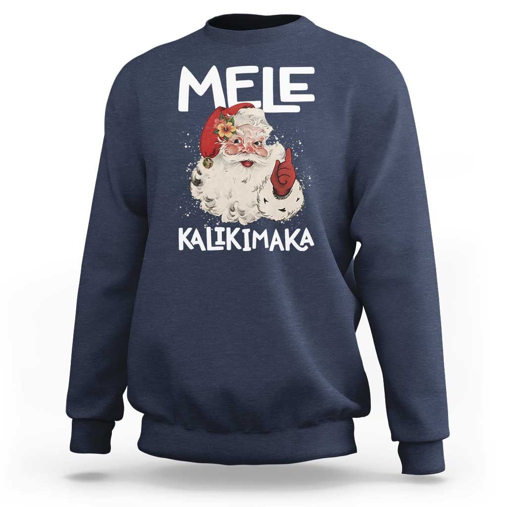 Mele Kalikimaka Sweatshirt Hawaii Christmas Party Santa - Wonder Print Shop