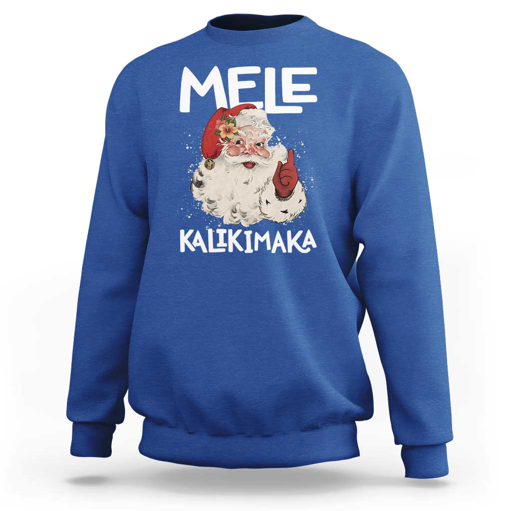 Mele Kalikimaka Sweatshirt Hawaii Christmas Party Santa - Wonder Print Shop