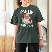 Mele Kalikimaka T Shirt For Women Hawaii Christmas Party Santa - Wonder Print Shop