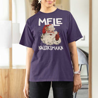 Mele Kalikimaka T Shirt For Women Hawaii Christmas Party Santa - Wonder Print Shop