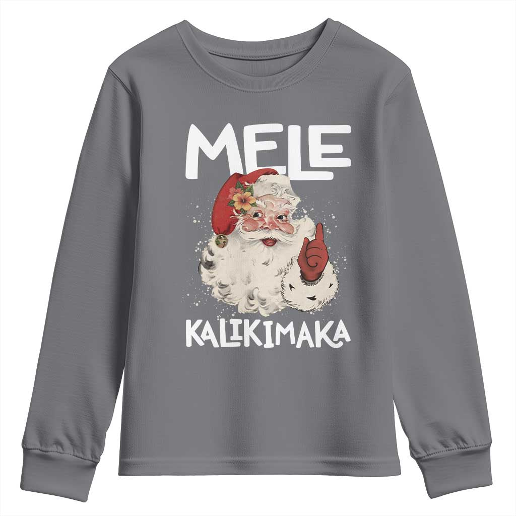 Mele Kalikimaka Youth Sweatshirt Hawaii Christmas Party Santa - Wonder Print Shop