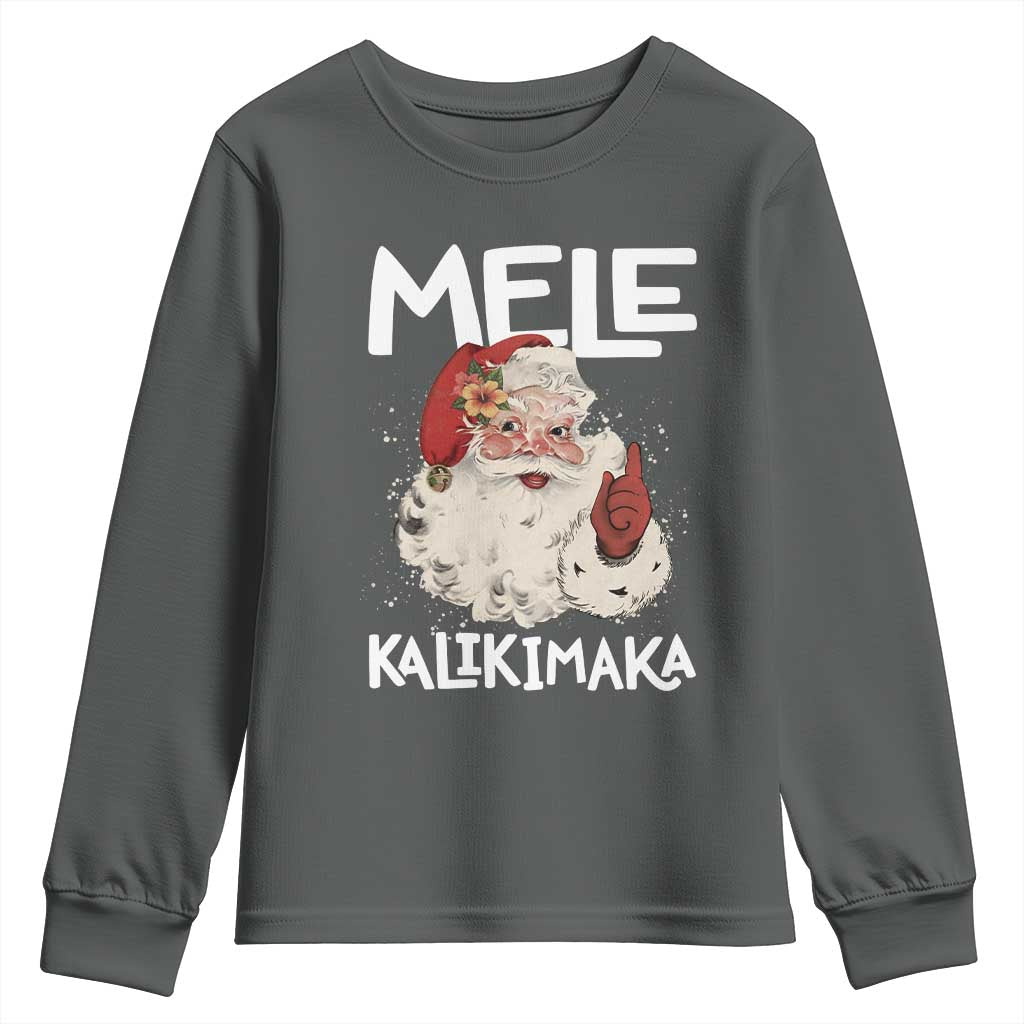 Mele Kalikimaka Youth Sweatshirt Hawaii Christmas Party Santa - Wonder Print Shop