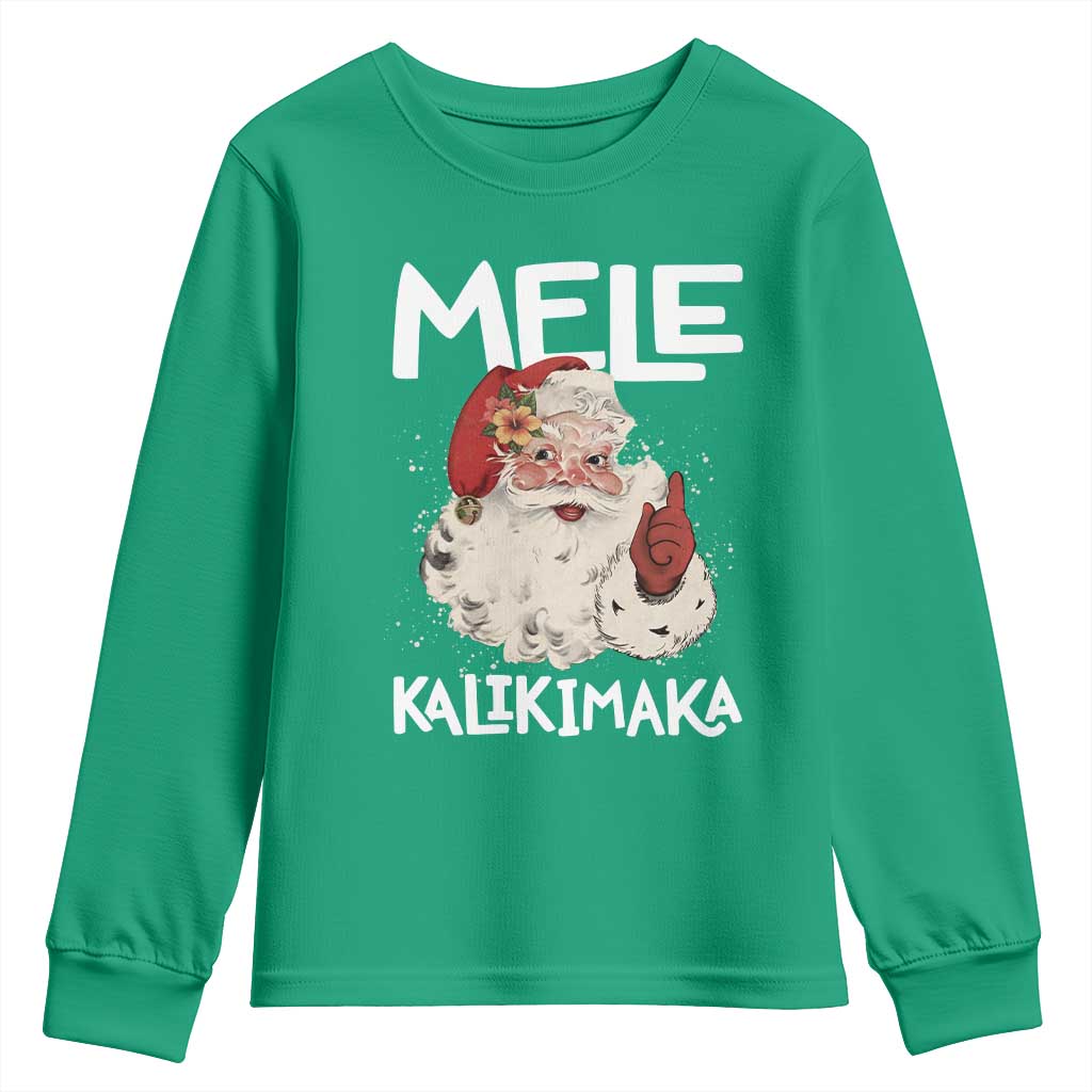 Mele Kalikimaka Youth Sweatshirt Hawaii Christmas Party Santa - Wonder Print Shop