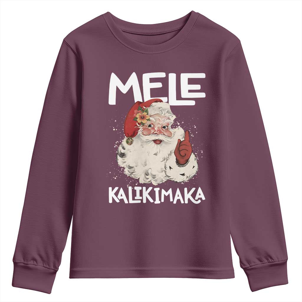 Mele Kalikimaka Youth Sweatshirt Hawaii Christmas Party Santa - Wonder Print Shop