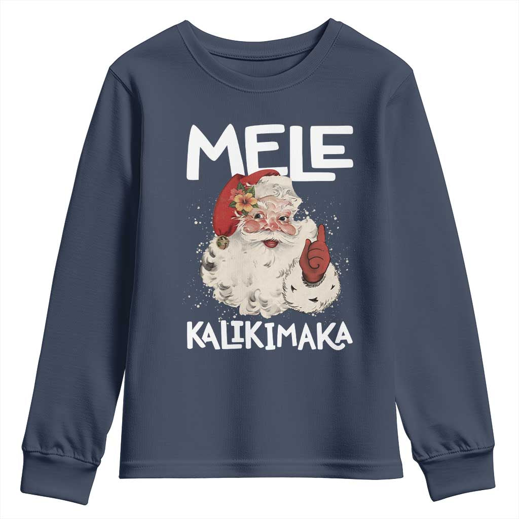 Mele Kalikimaka Youth Sweatshirt Hawaii Christmas Party Santa - Wonder Print Shop