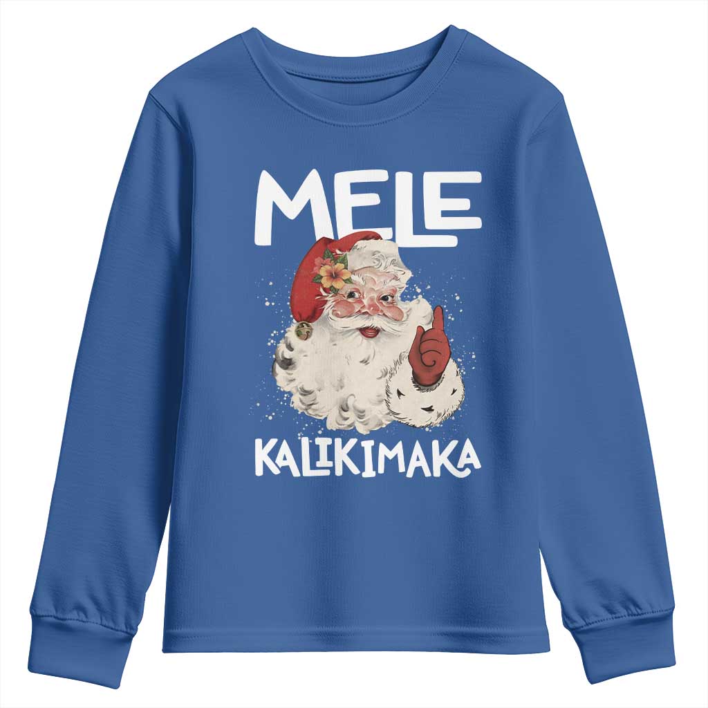 Mele Kalikimaka Youth Sweatshirt Hawaii Christmas Party Santa - Wonder Print Shop