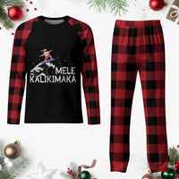 Christmas In July Surfing Santa Plaid Pajama Set Mele Kalikimaka Summer Beach Hawaii - Wonder Print Shop