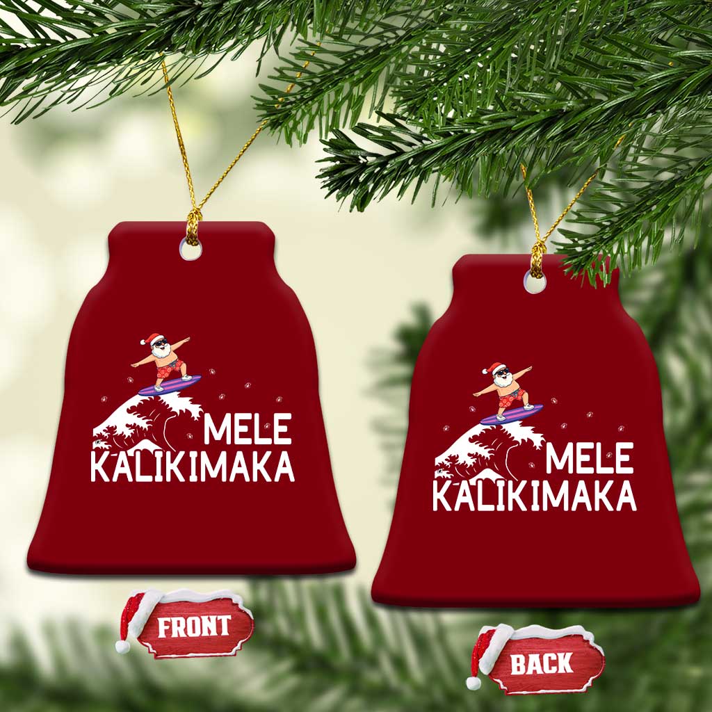 Xmas In July Surfing Santa Ceramic Ornament Mele Kalikimaka Summer Beach Hawaii - Wonder Print Shop