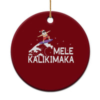 Xmas In July Surfing Santa Ceramic Ornament Mele Kalikimaka Summer Beach Hawaii - Wonder Print Shop