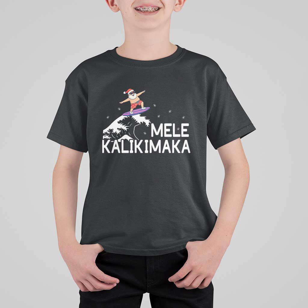 Christmas In July Surfing Santa T Shirt For Kid Mele Kalikimaka Summer Beach Hawaii - Wonder Print Shop