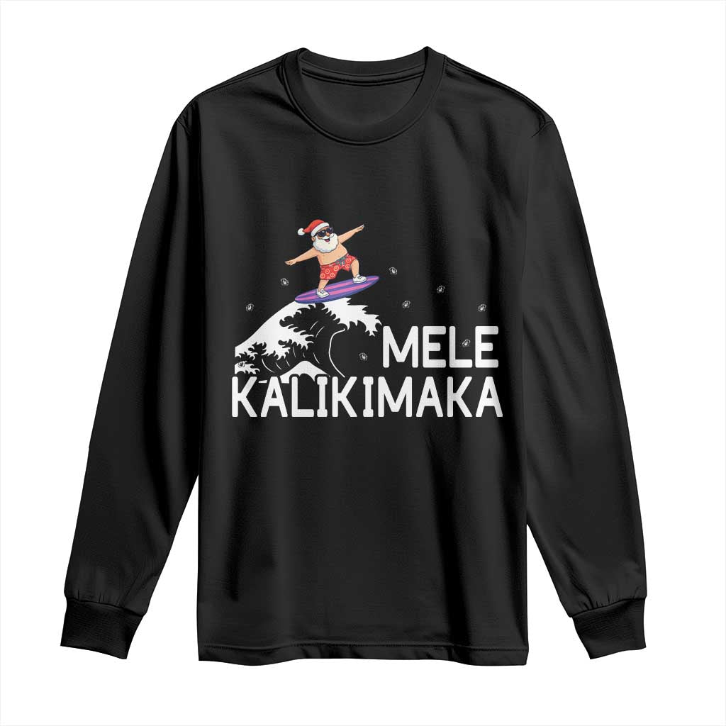 Christmas In July Surfing Santa Long Sleeve Shirt Mele Kalikimaka Summer Beach Hawaii - Wonder Print Shop