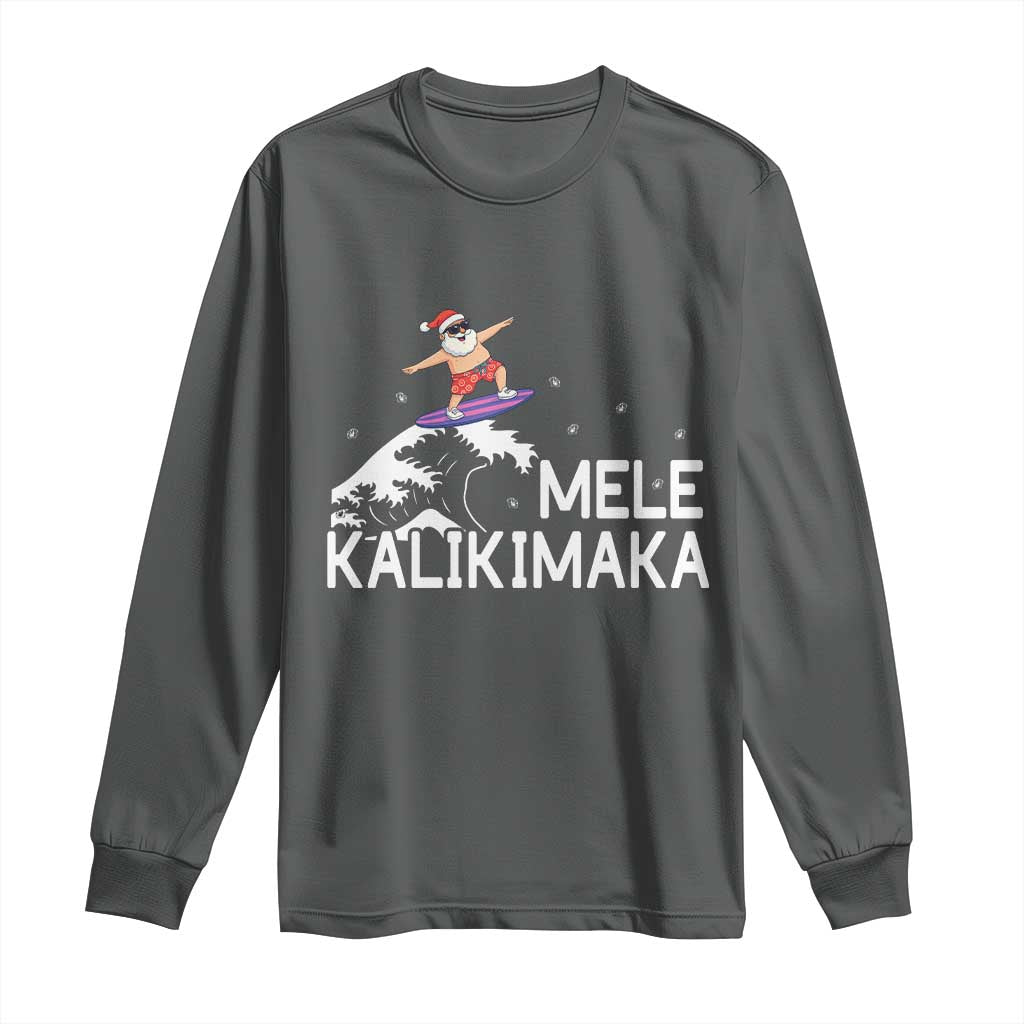 Christmas In July Surfing Santa Long Sleeve Shirt Mele Kalikimaka Summer Beach Hawaii - Wonder Print Shop