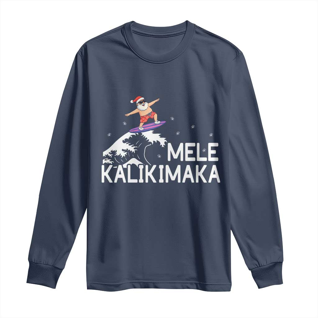 Christmas In July Surfing Santa Long Sleeve Shirt Mele Kalikimaka Summer Beach Hawaii - Wonder Print Shop