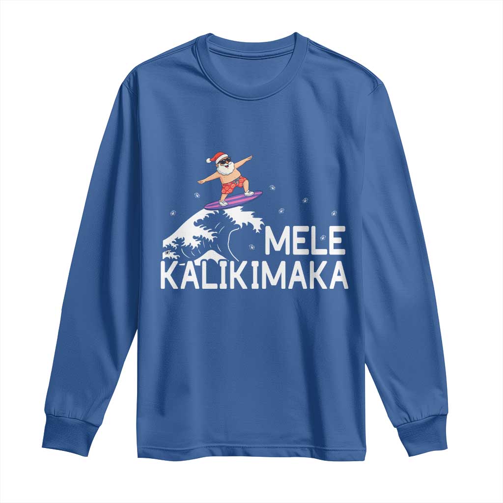 Christmas In July Surfing Santa Long Sleeve Shirt Mele Kalikimaka Summer Beach Hawaii - Wonder Print Shop