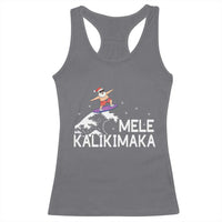 Christmas In July Surfing Santa Racerback Tank Top Mele Kalikimaka Summer Beach Hawaii - Wonder Print Shop