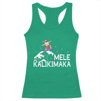 Christmas In July Surfing Santa Racerback Tank Top Mele Kalikimaka Summer Beach Hawaii - Wonder Print Shop