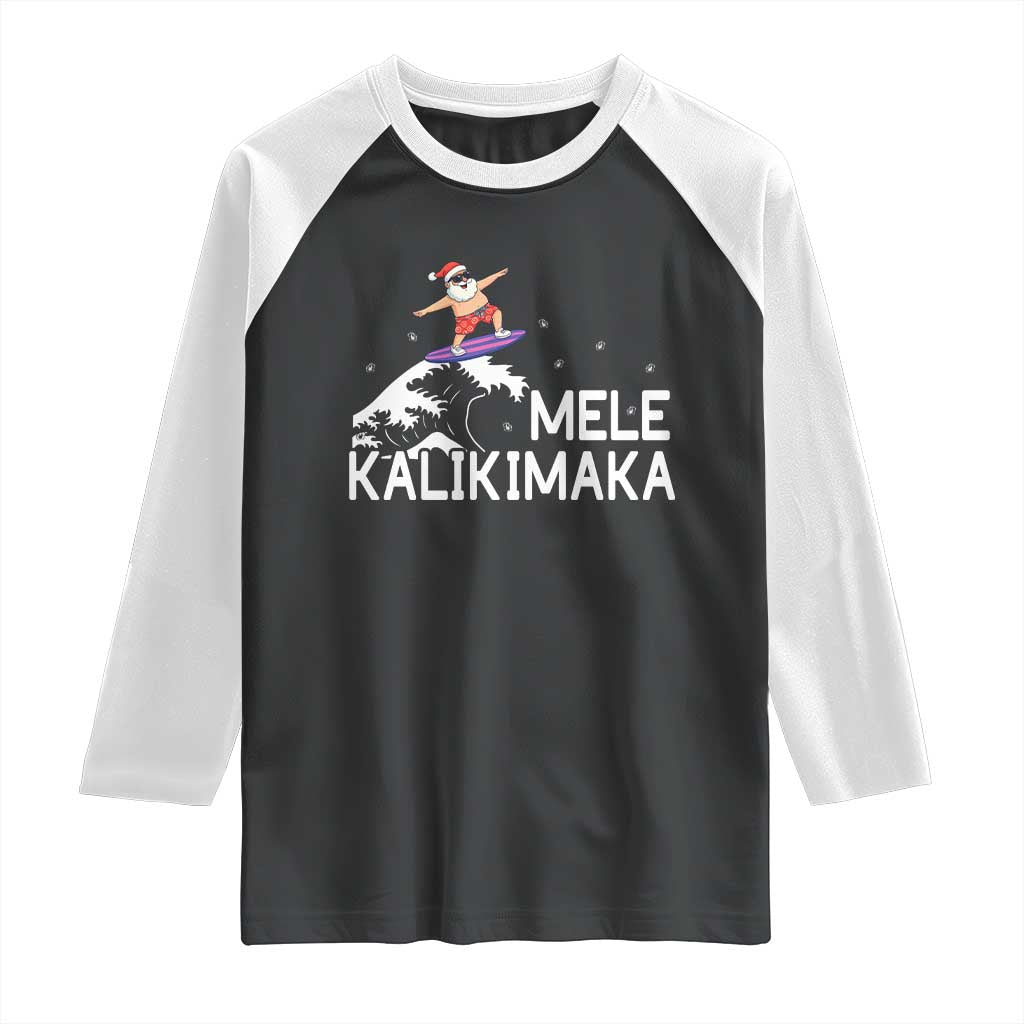 Christmas In July Surfing Santa Raglan Shirt Mele Kalikimaka Summer Beach Hawaii - Wonder Print Shop