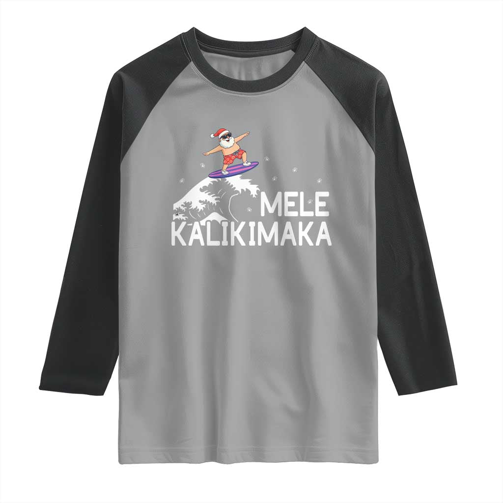 Christmas In July Surfing Santa Raglan Shirt Mele Kalikimaka Summer Beach Hawaii - Wonder Print Shop