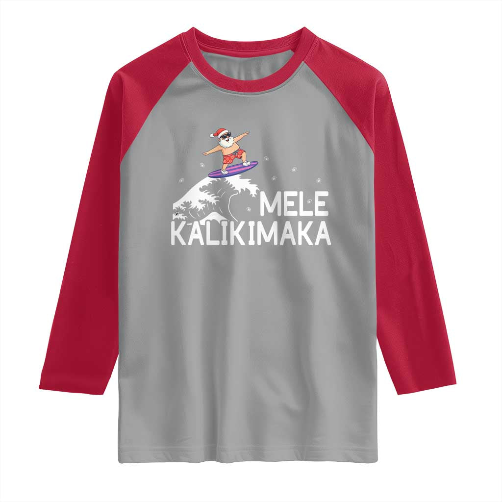 Christmas In July Surfing Santa Raglan Shirt Mele Kalikimaka Summer Beach Hawaii - Wonder Print Shop