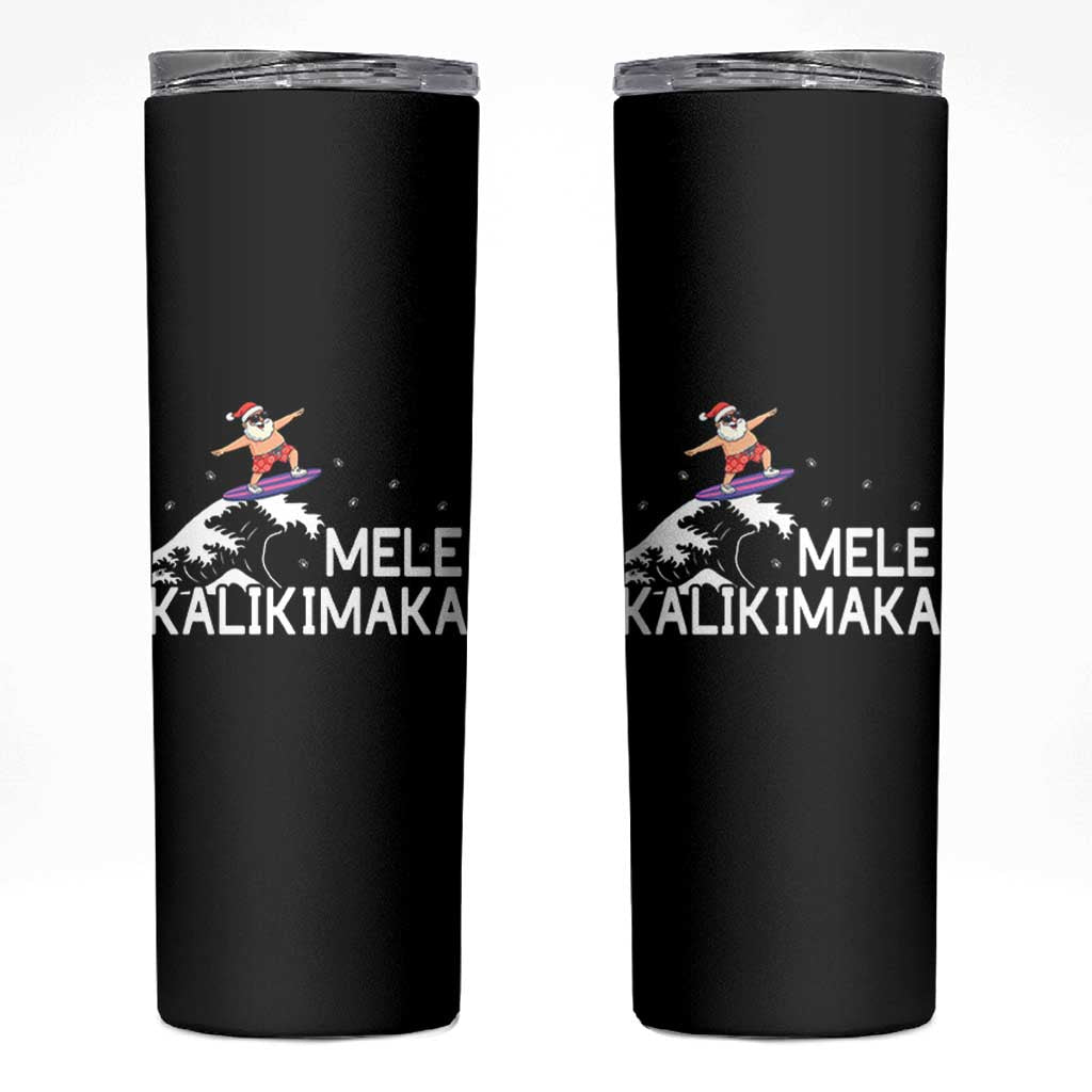 Christmas In July Surfing Santa Skinny Tumbler Mele Kalikimaka Summer Beach Hawaii - Wonder Print Shop