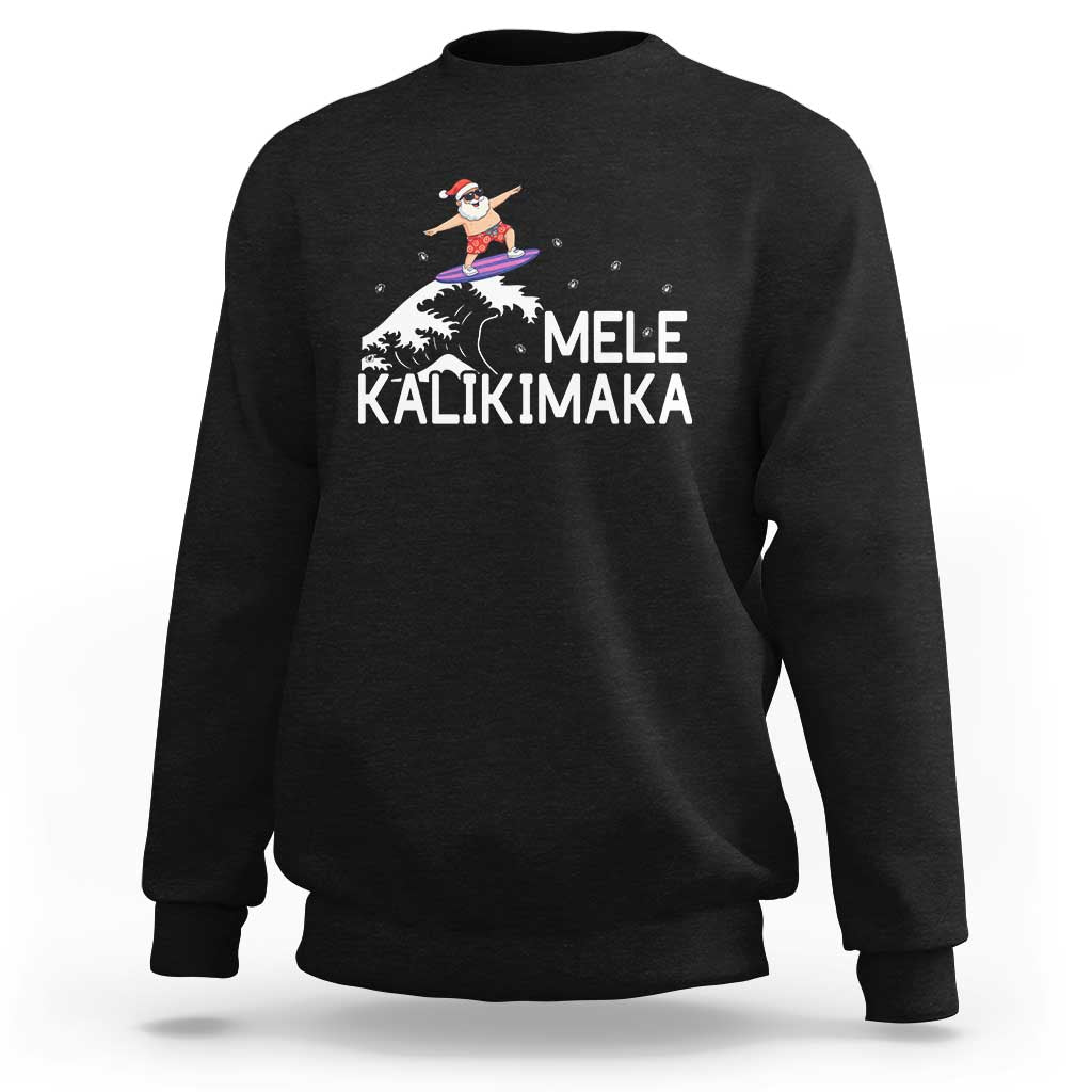 Christmas In July Surfing Santa Sweatshirt Mele Kalikimaka Summer Beach Hawaii - Wonder Print Shop