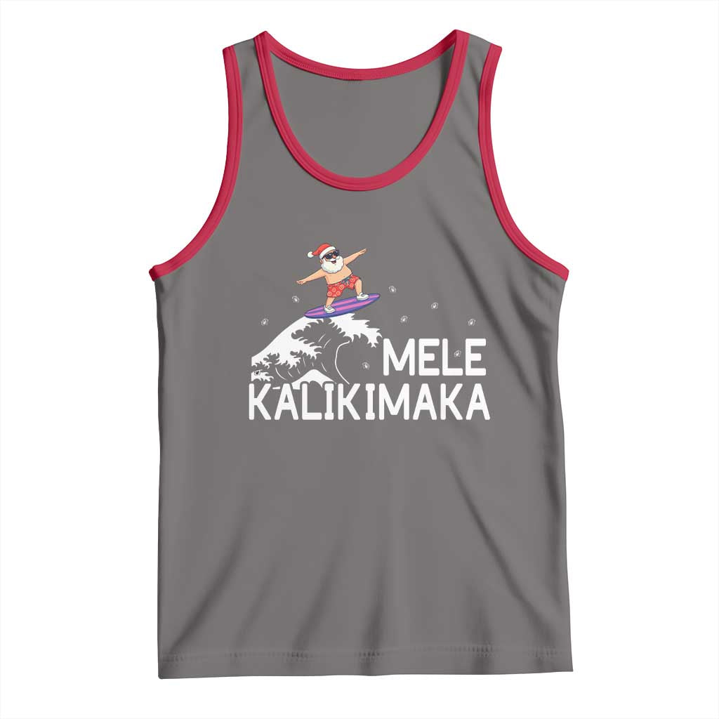 Christmas In July Surfing Santa Tank Top Mele Kalikimaka Summer Beach Hawaii - Wonder Print Shop