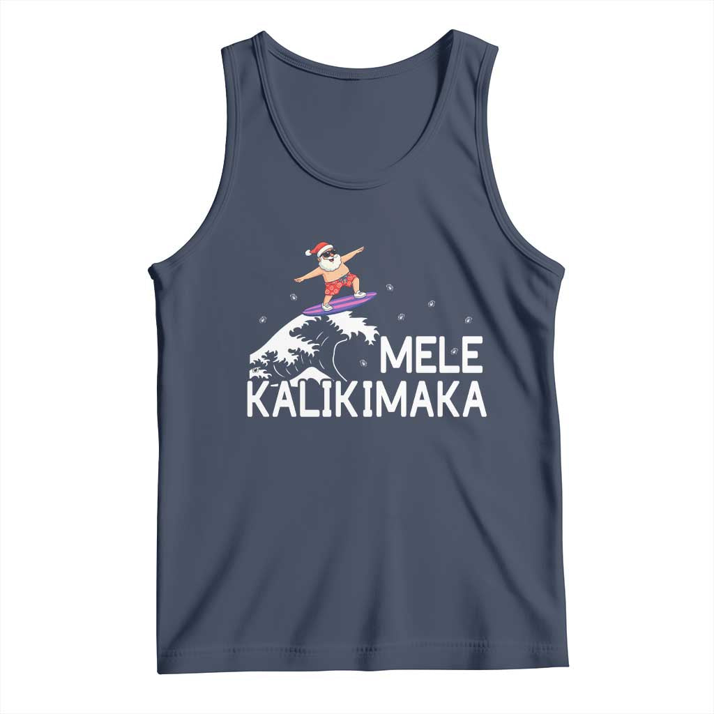 Christmas In July Surfing Santa Tank Top Mele Kalikimaka Summer Beach Hawaii - Wonder Print Shop