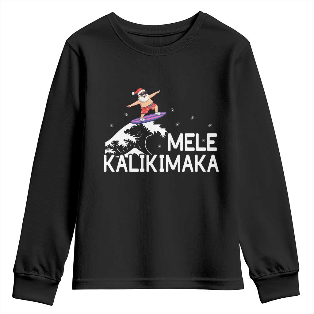 Christmas In July Surfing Santa Youth Sweatshirt Mele Kalikimaka Summer Beach Hawaii - Wonder Print Shop