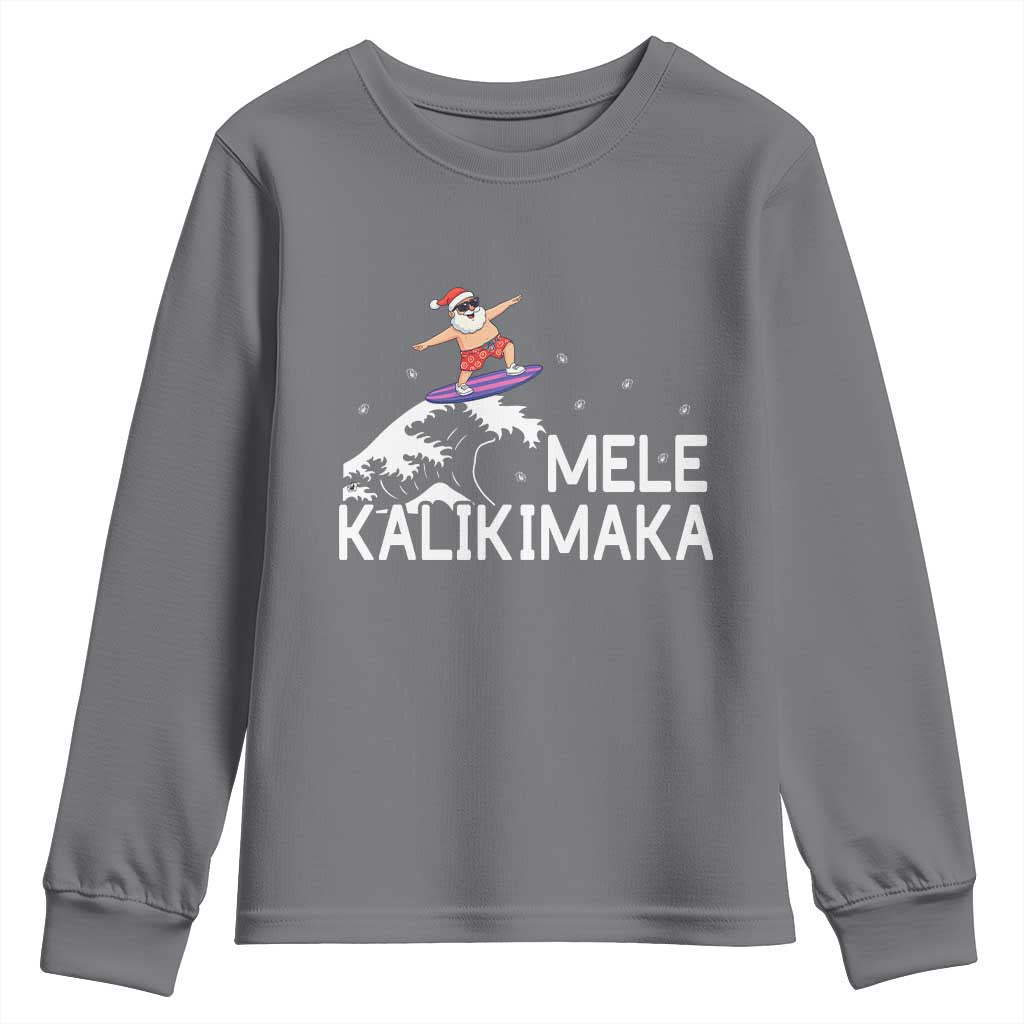 Christmas In July Surfing Santa Youth Sweatshirt Mele Kalikimaka Summer Beach Hawaii - Wonder Print Shop