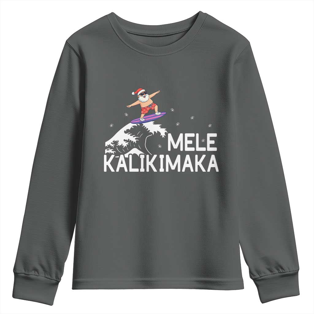 Christmas In July Surfing Santa Youth Sweatshirt Mele Kalikimaka Summer Beach Hawaii - Wonder Print Shop