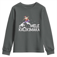 Christmas In July Surfing Santa Youth Sweatshirt Mele Kalikimaka Summer Beach Hawaii - Wonder Print Shop