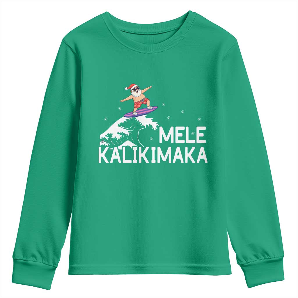 Christmas In July Surfing Santa Youth Sweatshirt Mele Kalikimaka Summer Beach Hawaii - Wonder Print Shop