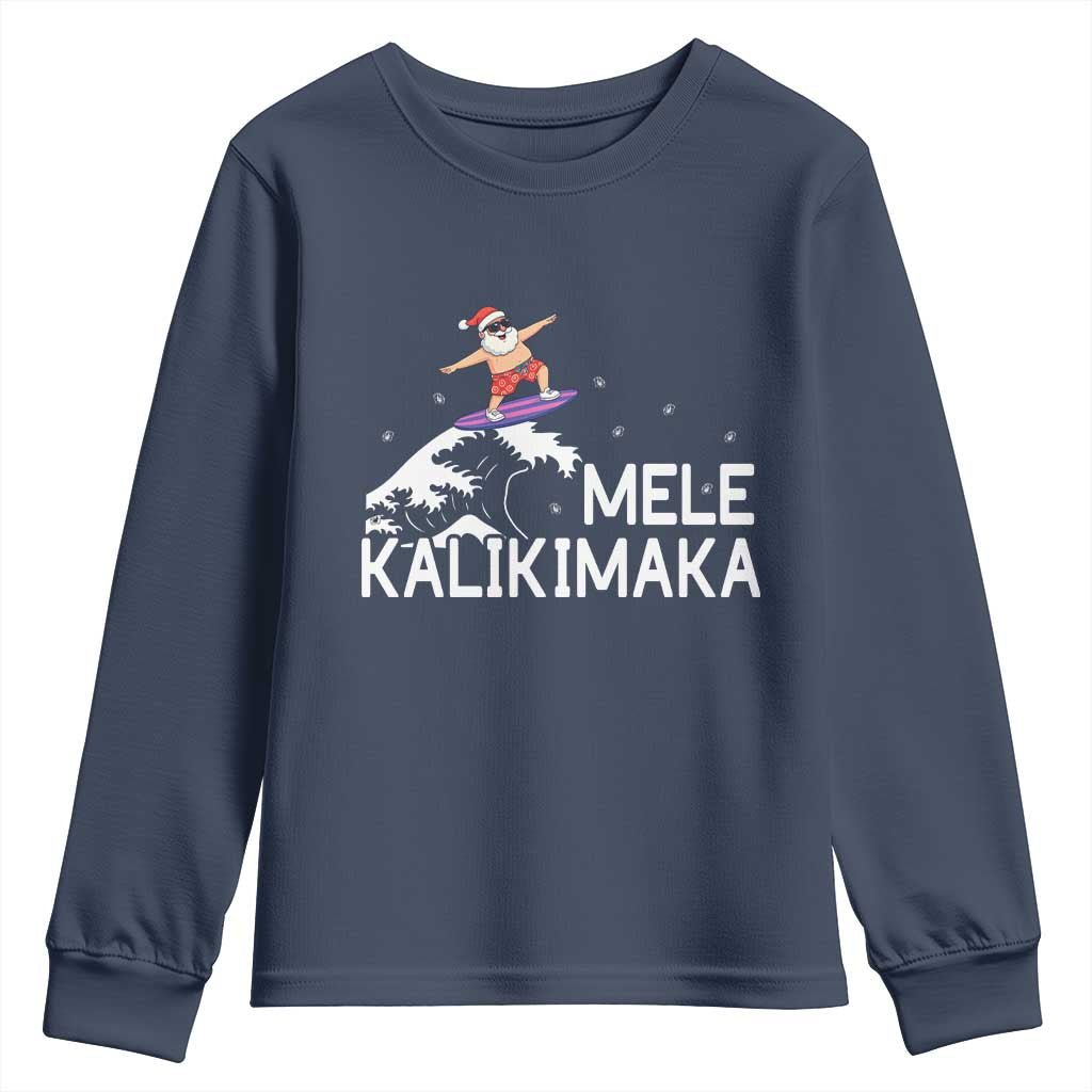 Christmas In July Surfing Santa Youth Sweatshirt Mele Kalikimaka Summer Beach Hawaii - Wonder Print Shop